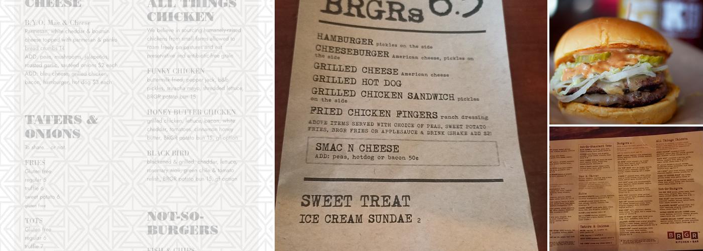 BRGR Kitchen + Bar Menu