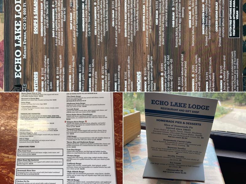 Echo Lake Lodge Menu
