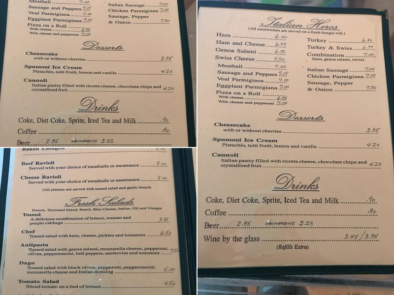 Corsino's Italian Menu
