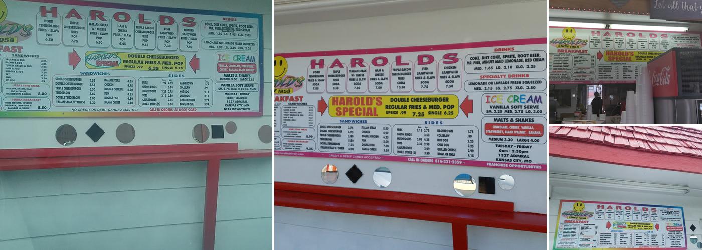 Harold's Drive-In Menu