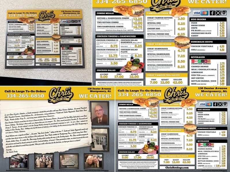 Chris' Famous Hotdogs Menu