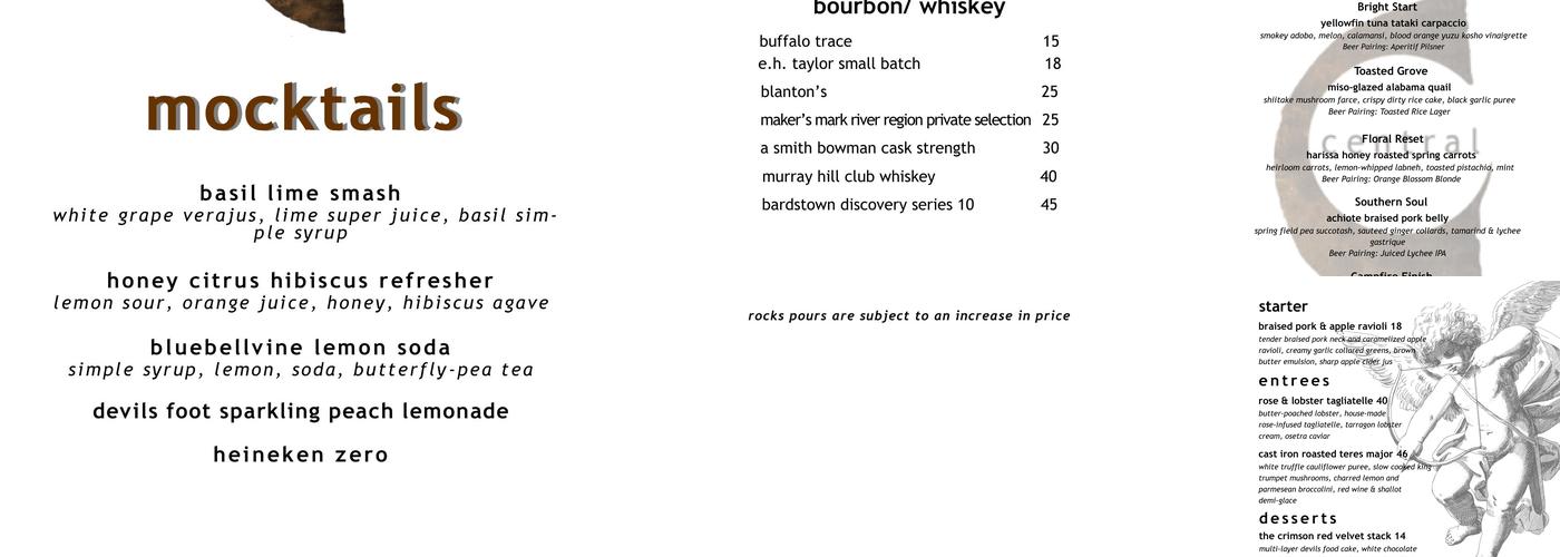 Central Restaurant Menu