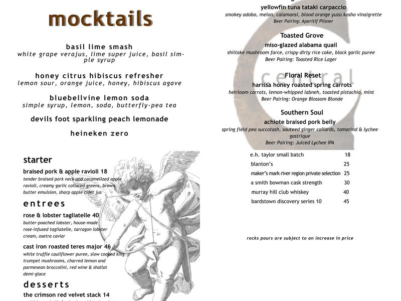 Central Restaurant Menu