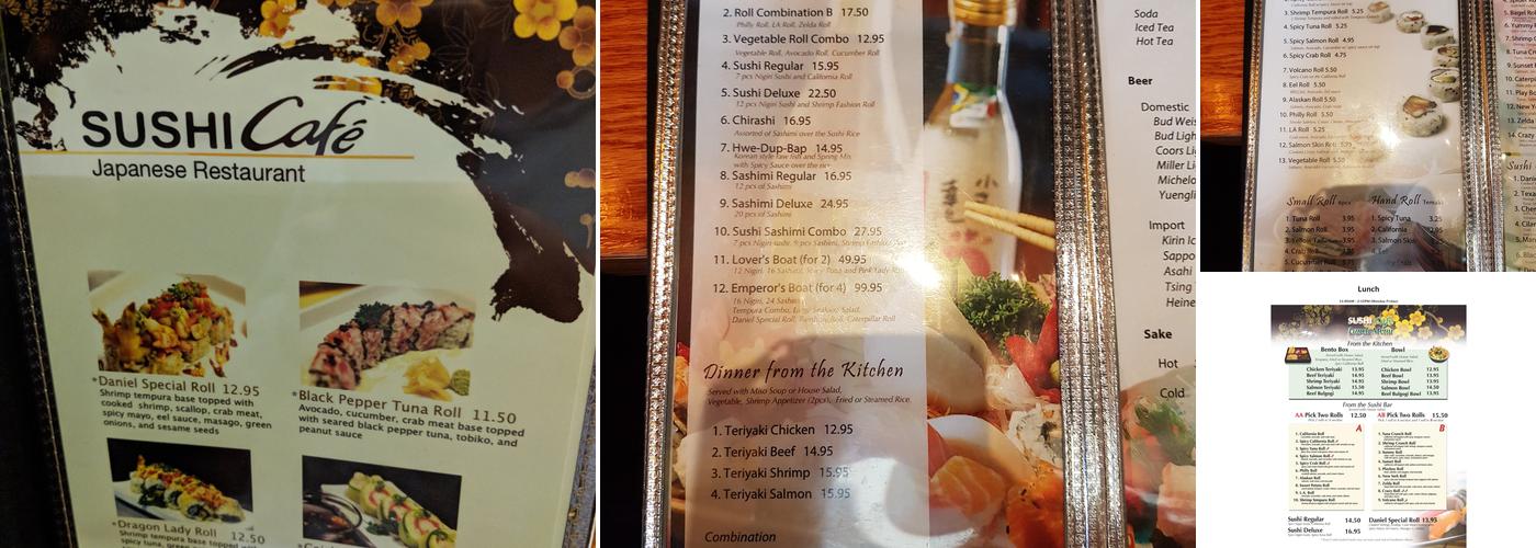 Sushi Cafe Menu