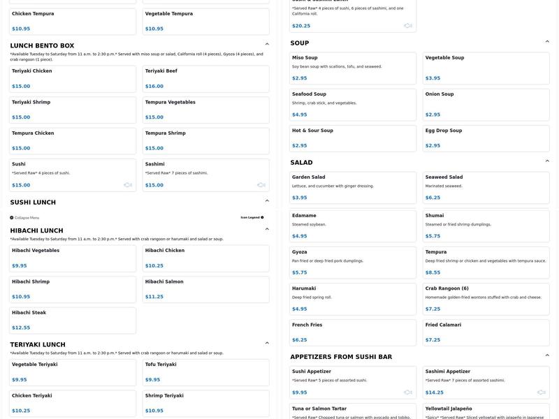 Oishi Sushi Restaurant & Bar Menu