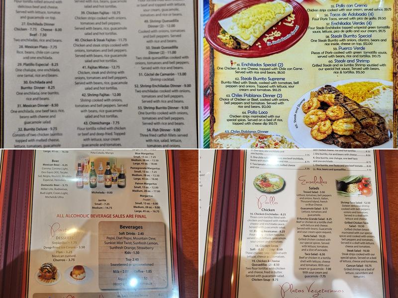 El Rancho Grande Menu