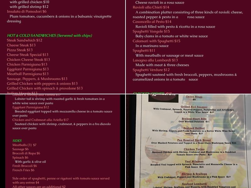 Cafe Lombardi's Menu