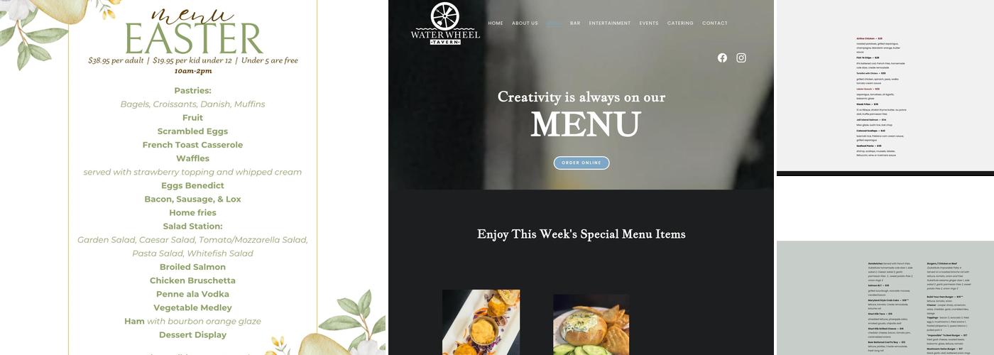 Water Wheel Tavern Menu