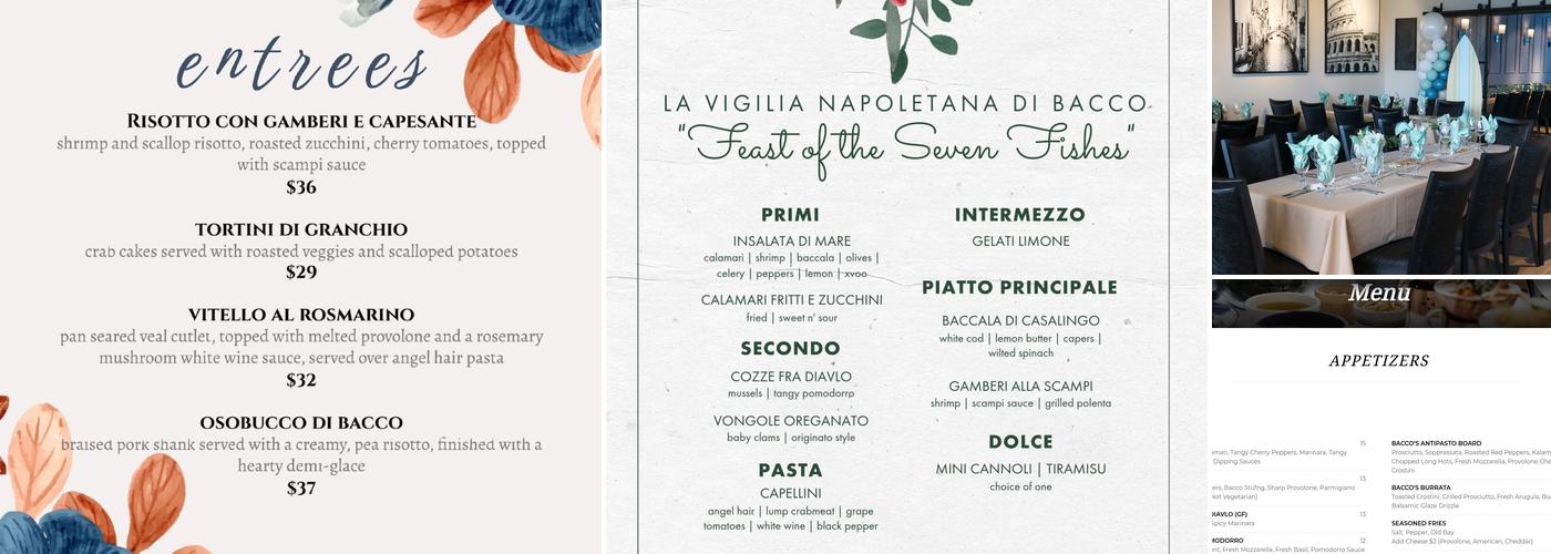 Bacco Bistro Menu
