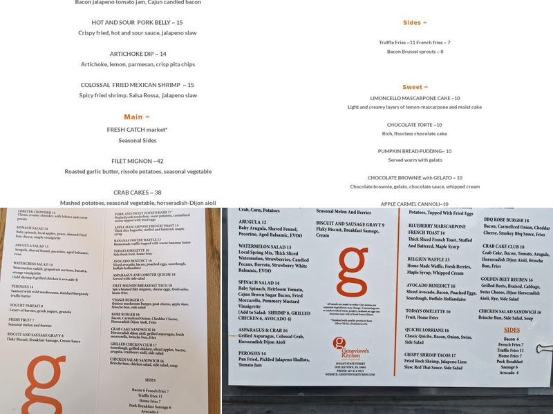 Genevieve's Kitchen Menu