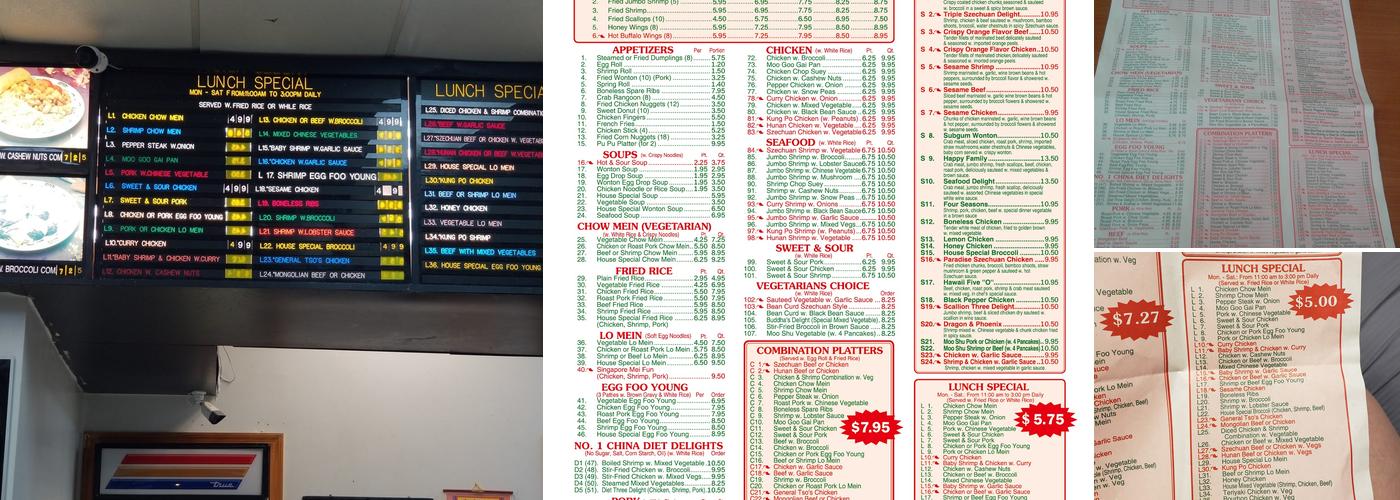 Number One China Menu