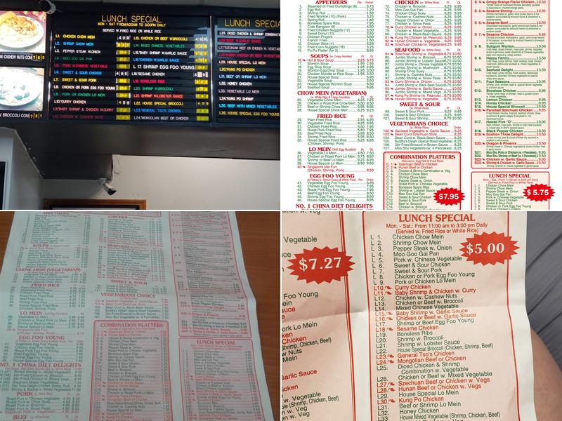 Number One China Menu