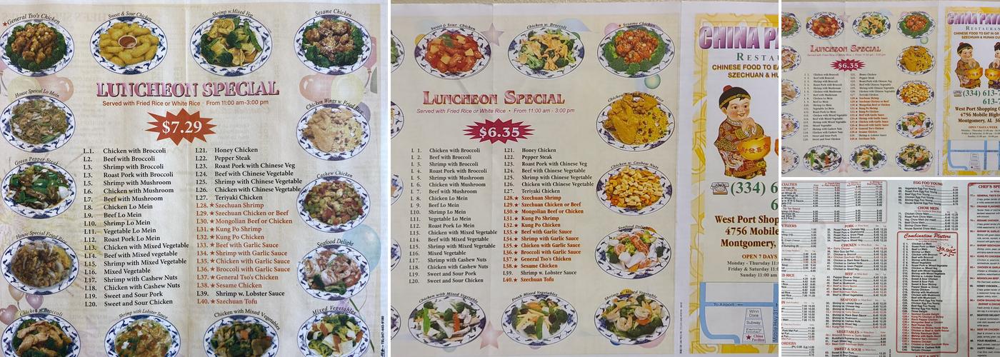 China Pavilion Menu