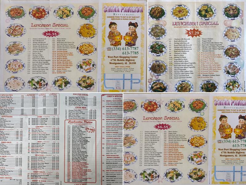 China Pavilion Menu