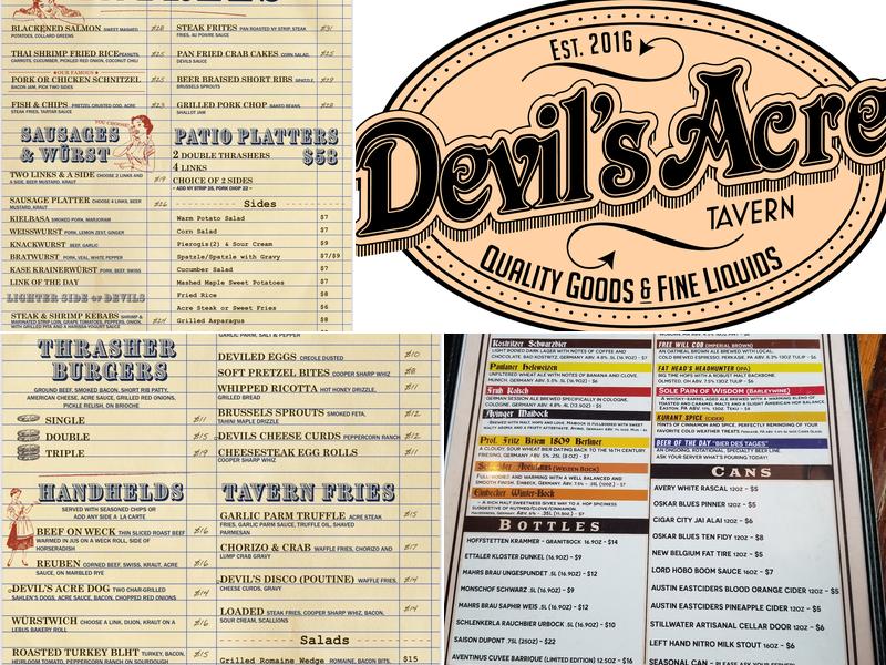 Devil's Acre Tavern Menu