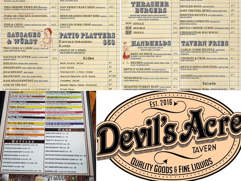 Devil's Acre Tavern Menu