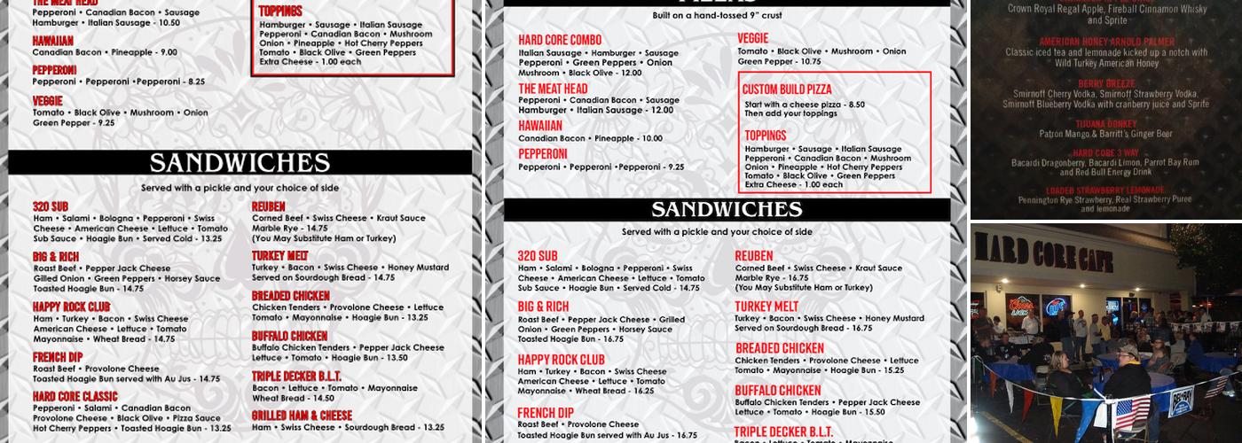 Hard Core Cafe Menu