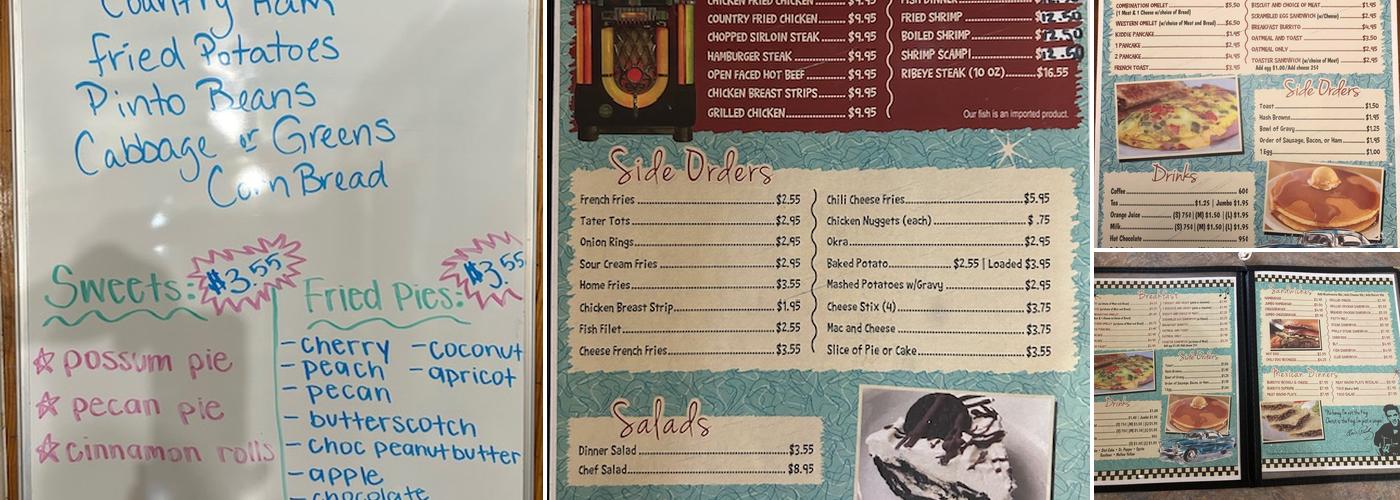 Memory Lane Cafe Menu