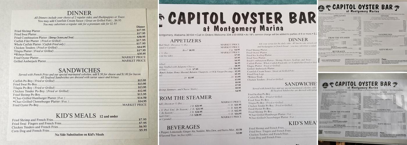 Capitol Oyster Bar Menu