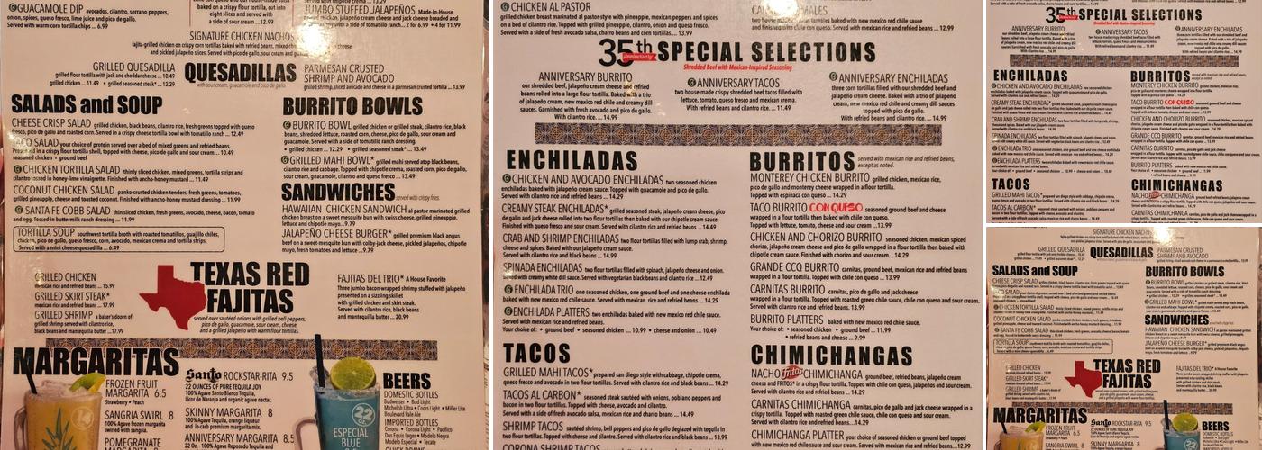 Jose Pepper's Menu