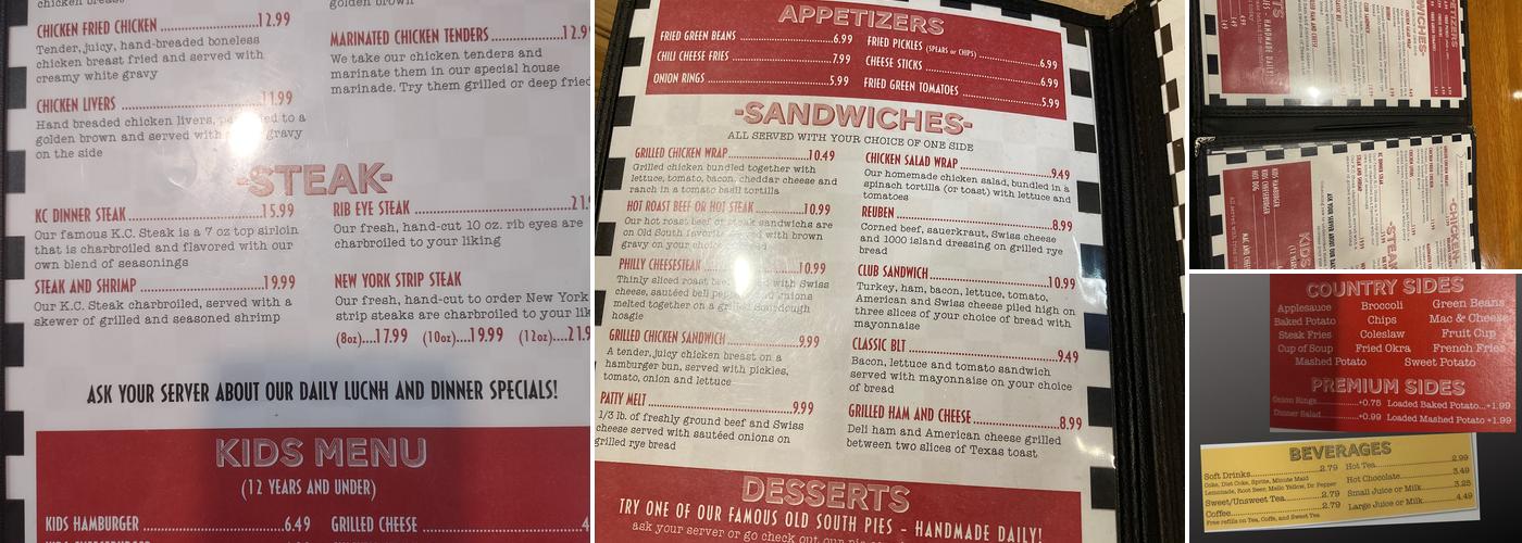 Old South Menu