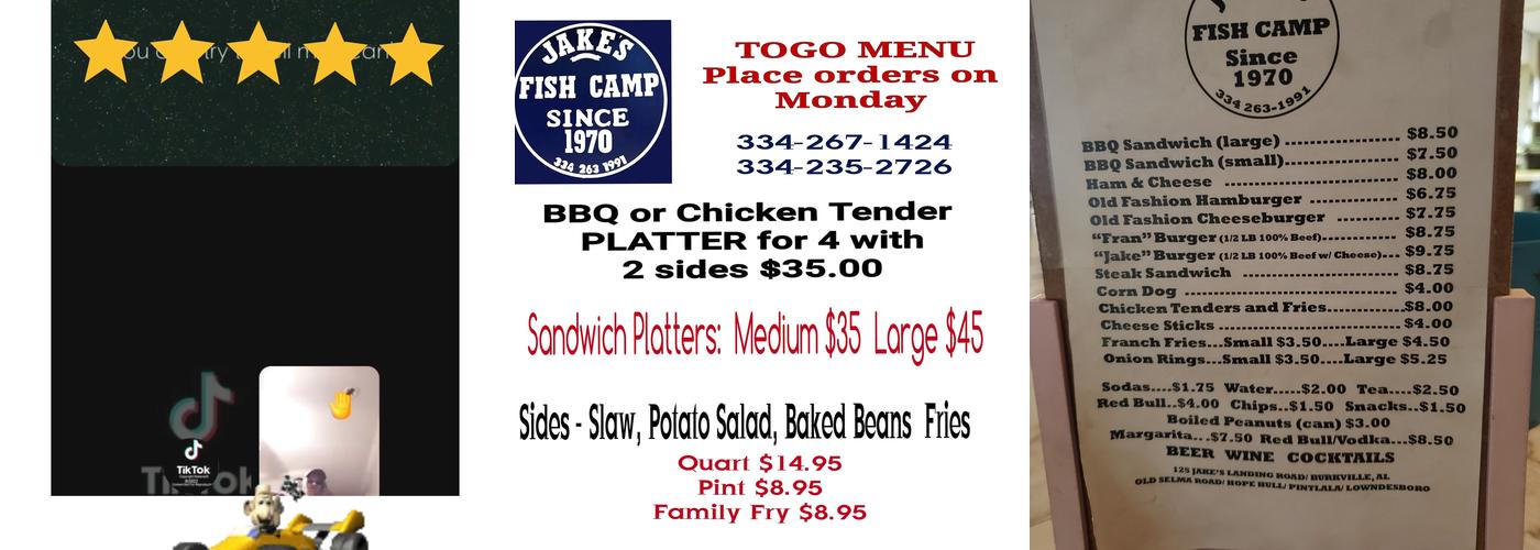 Jake's Fish Camp Menu