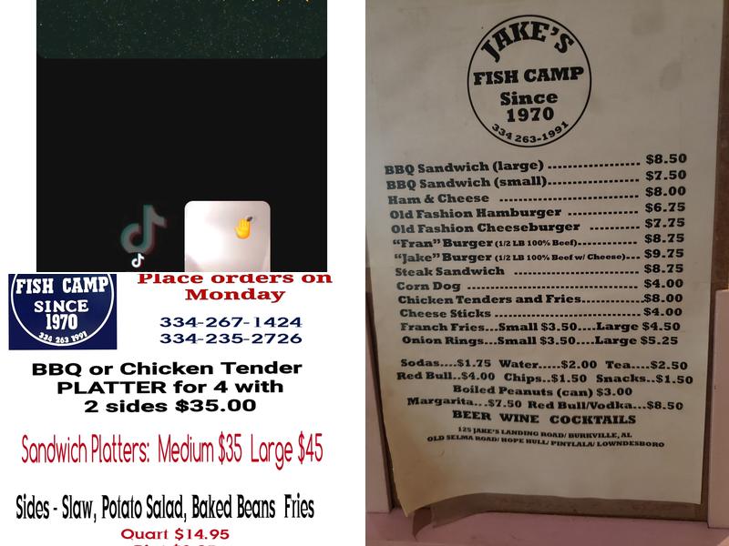 Jake's Fish Camp Menu