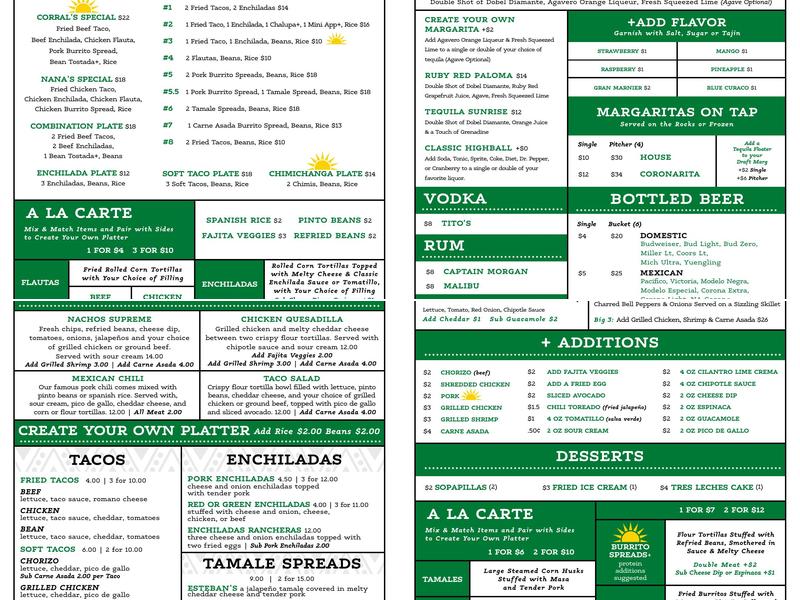 Los Corrals Menu