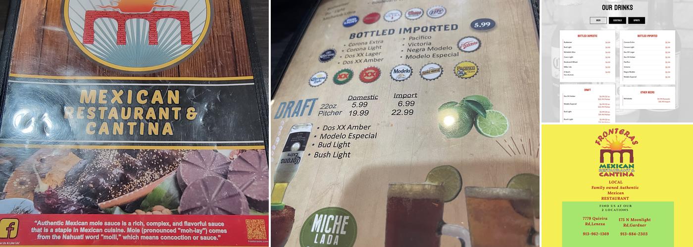 Fronteras Mexican Restaurant and Cantina Menu
