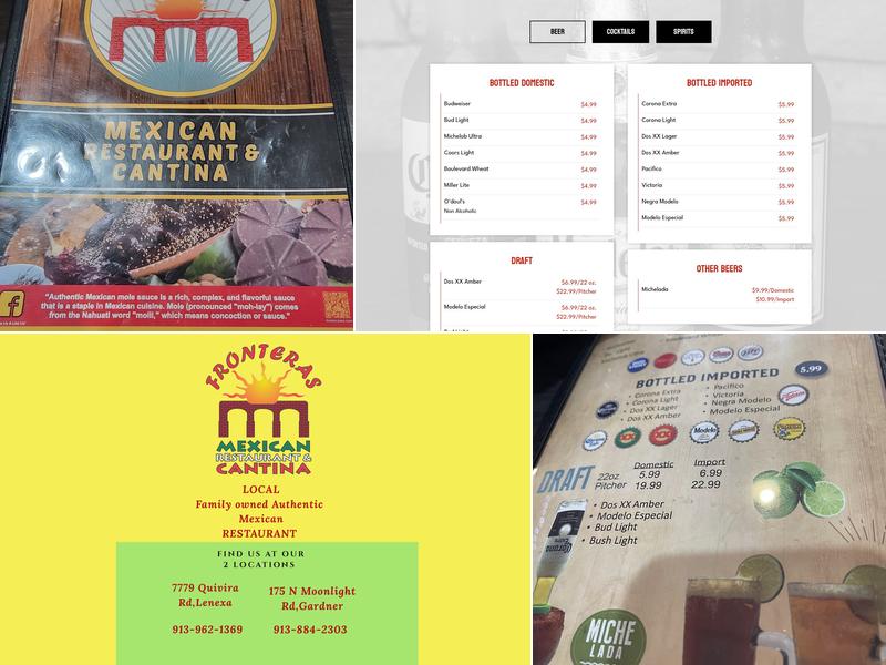 Fronteras Mexican Restaurant and Cantina Menu