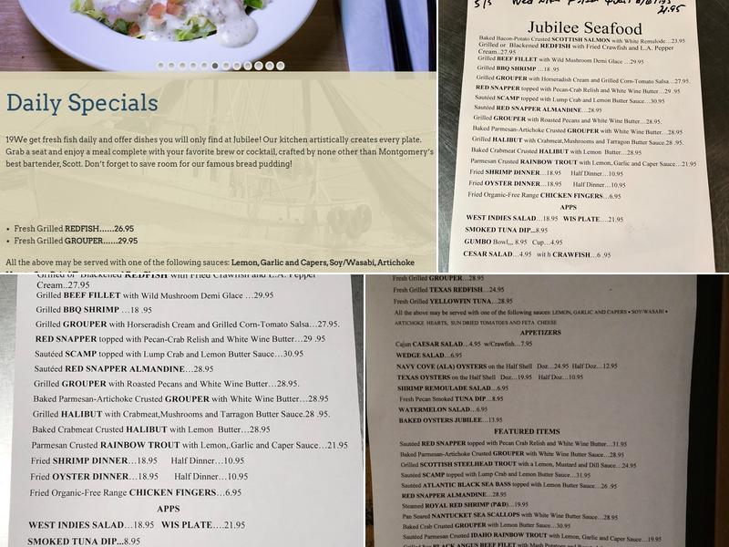 Jubilee Seafood Menu