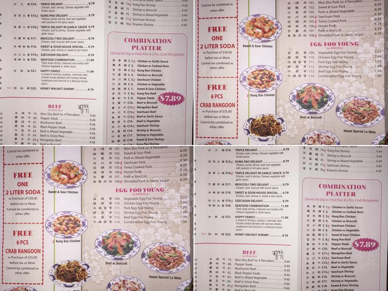Sunny China Menu