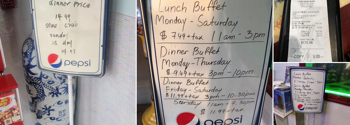 China Garden Buffet Menu