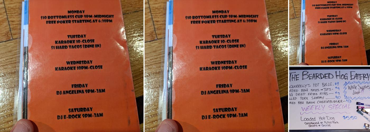 Squirrelys Bar and Grill Menu