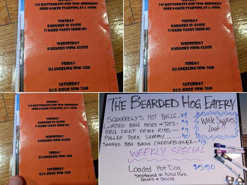 Squirrelys Bar and Grill Menu