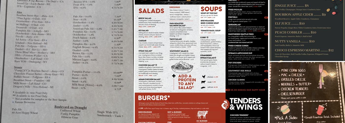 Brewbakers bar & grill Menu