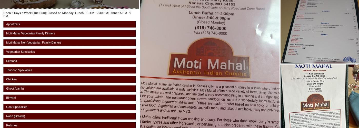Moti Mahal I Menu