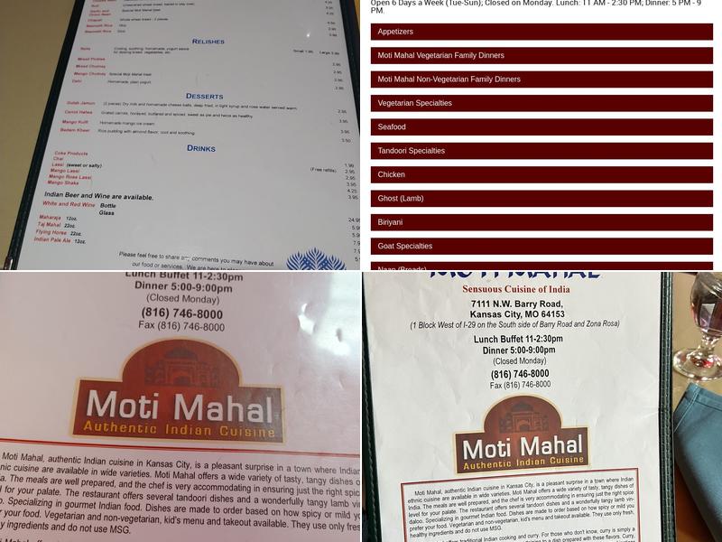 Moti Mahal I Menu