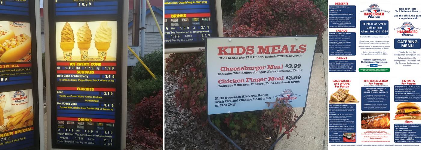 Hamburger Heaven Menu