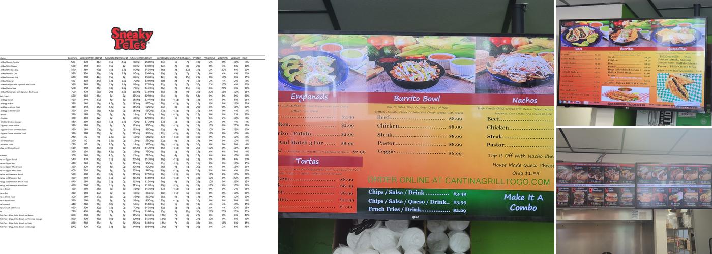 Cantina Grill / Sneaky Petes Menu