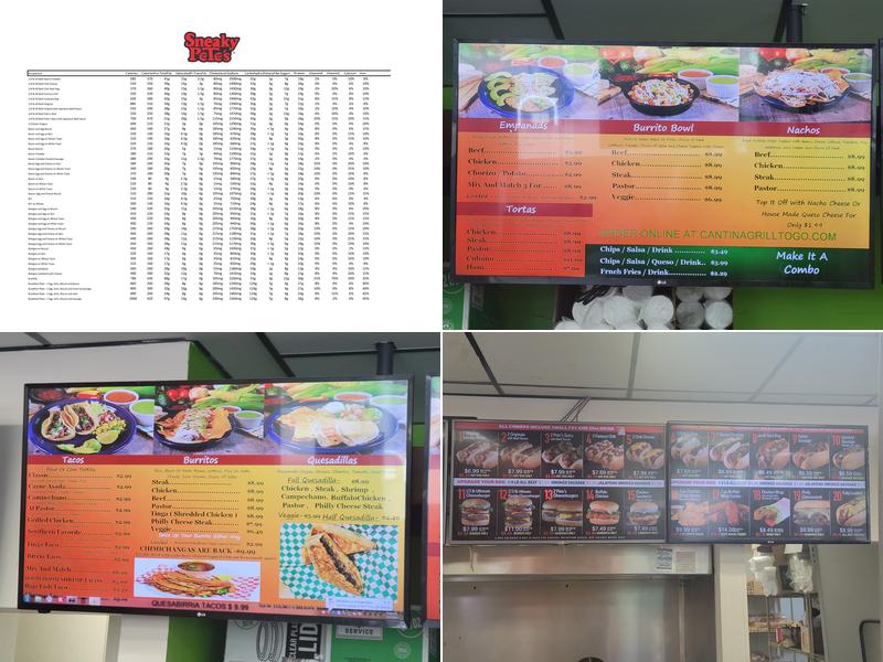 Cantina Grill / Sneaky Petes Menu