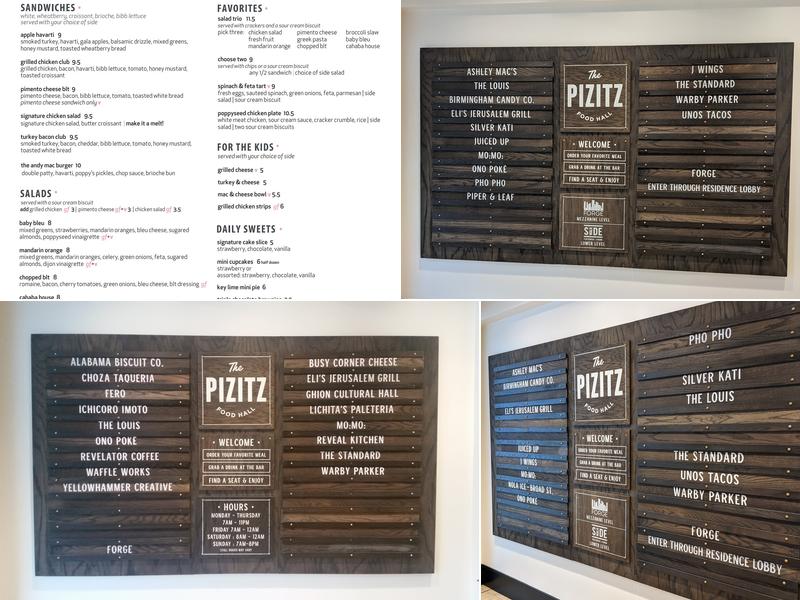 The Pizitz Food Hall Menu