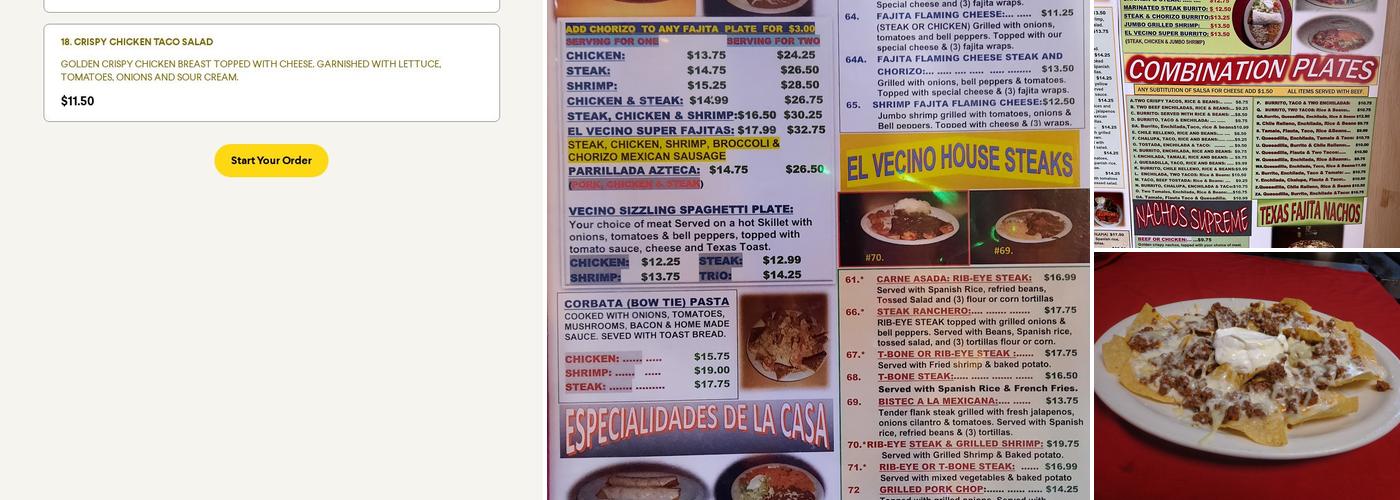 El Vecino Mexican Restaurant Menu