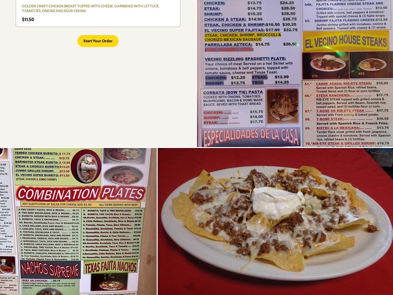 El Vecino Mexican Restaurant Menu