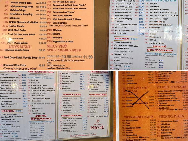 Phở 4 U Menu
