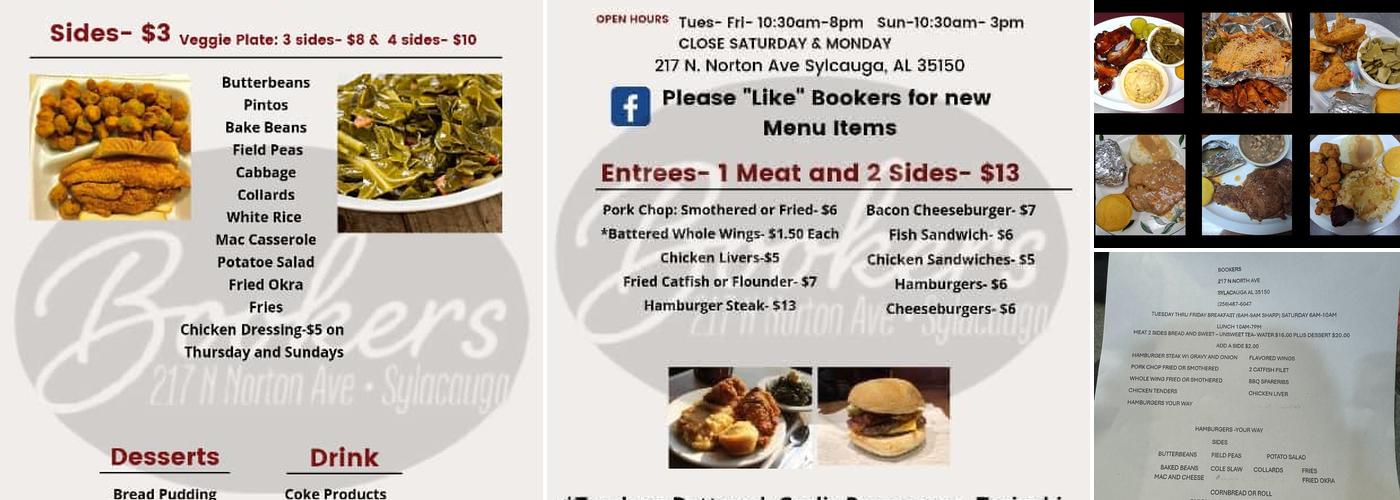 Booker's BBQ Menu