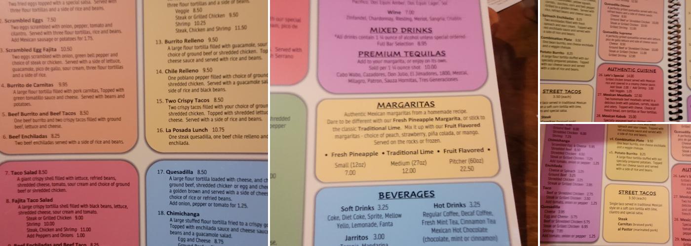 La Posada Mexican Grill Menu