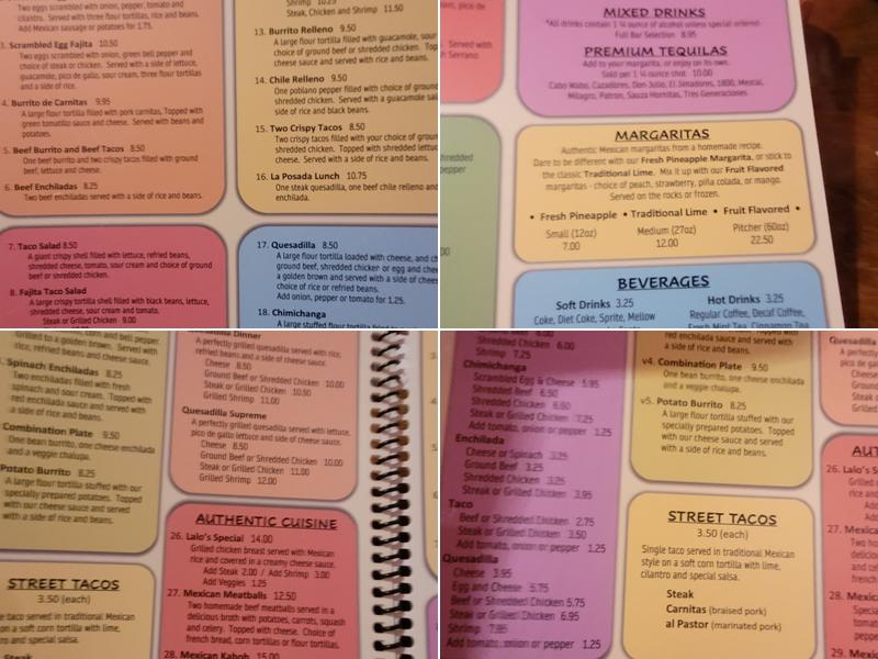 La Posada Mexican Grill Menu