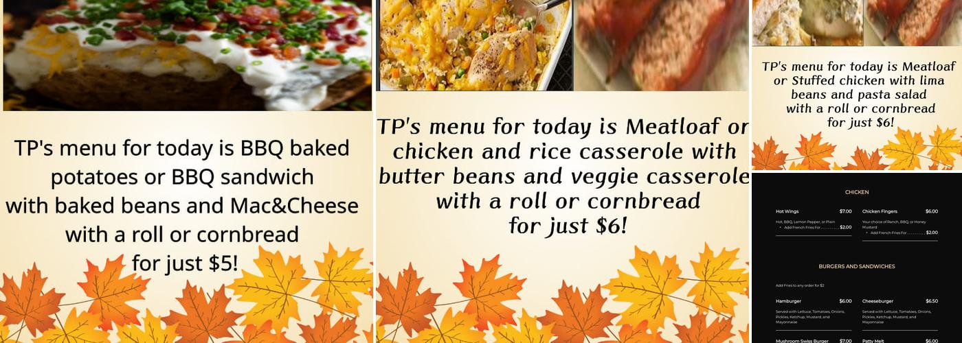 TP's Miller's Bar & Grill Menu