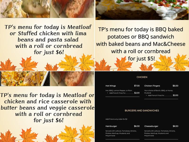 TP's Miller's Bar & Grill Menu